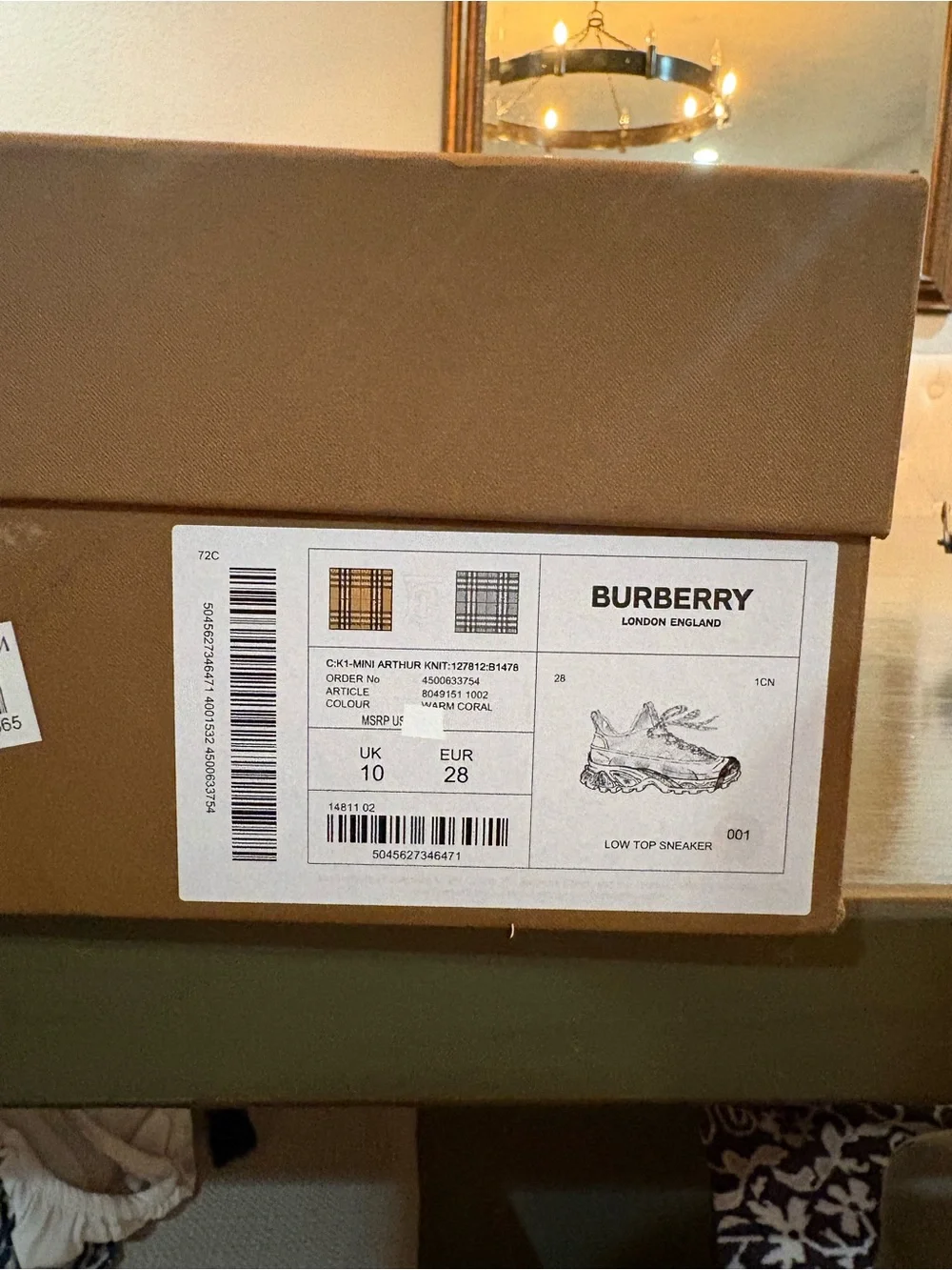 Burberry Kids Peach-Pink Chunky Athletic Sneaker